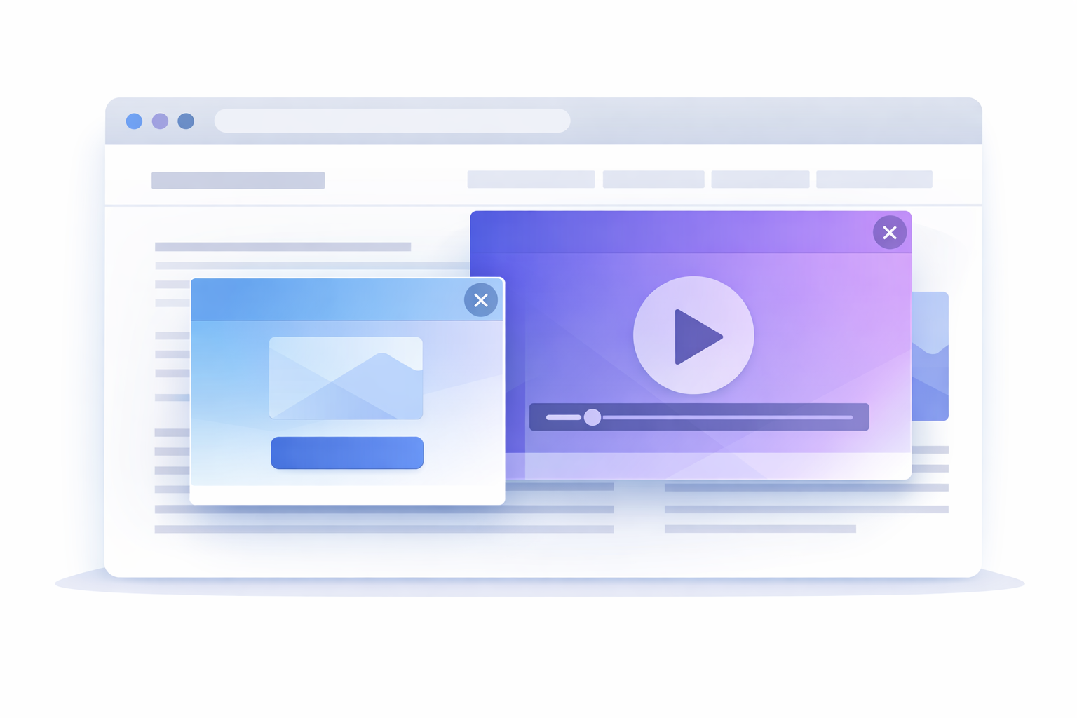 Illustration of how Display Overlays and Layer Ads appear to users